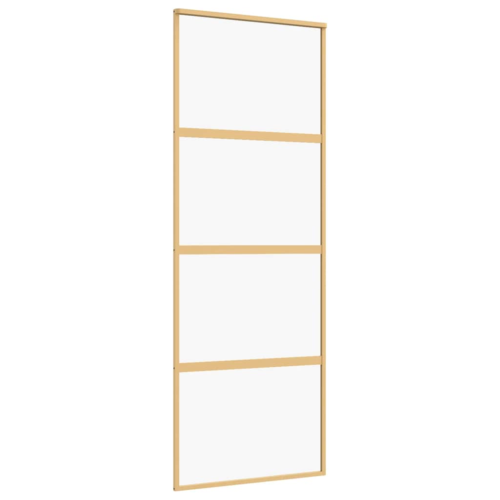 Transparent ESG glass and aluminum gold sliding door 