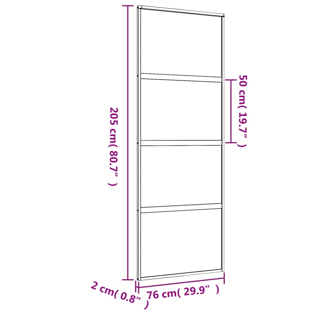 Puerta corredera dorada vidrio ESG esmerilado aluminio 76x205cm