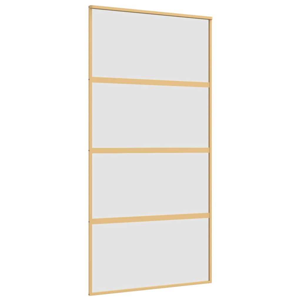 Golden sliding door made of frosted ESG glass and aluminum 
