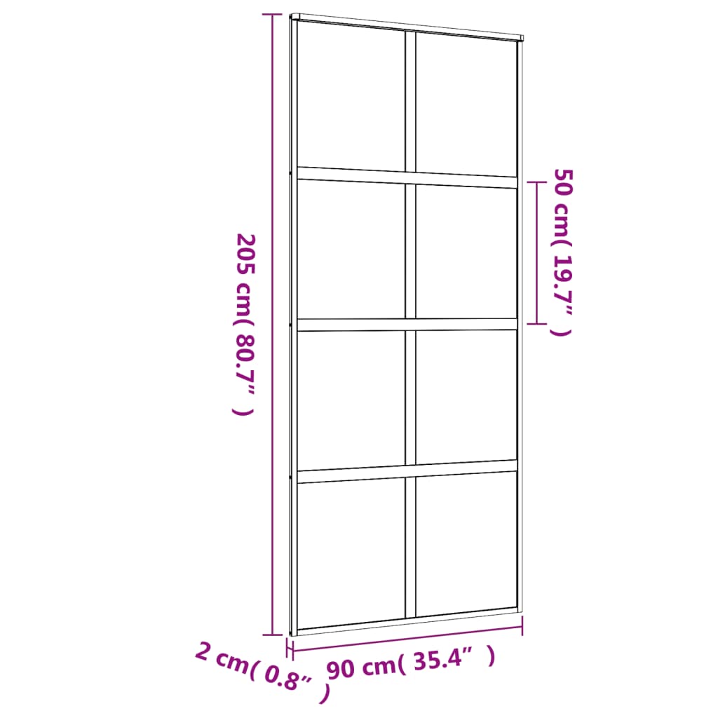 Puerta corredera dorada vidrio ESG esmerilado aluminio 90x205cm