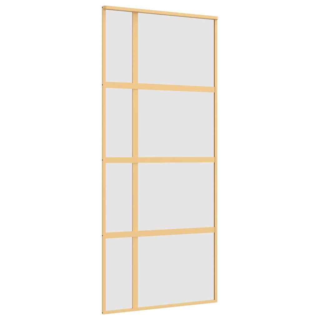 Porta scorrevole dorata in vetro ESG satinato alluminio 90x205cm 