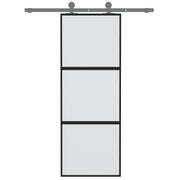 Puerta corredera vidrio templado y aluminio negra 76x205 cm - Vetonek