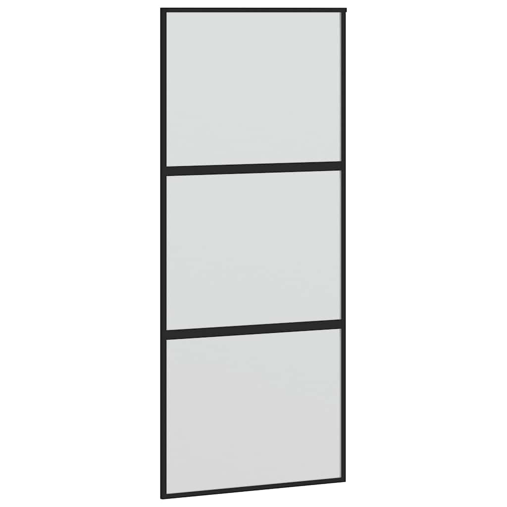 Tempered glass and black aluminum sliding door 90x205 cm 