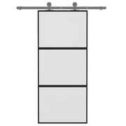 Puerta corredera vidrio templado y aluminio negra 90x205 cm v0334 - Vetonek