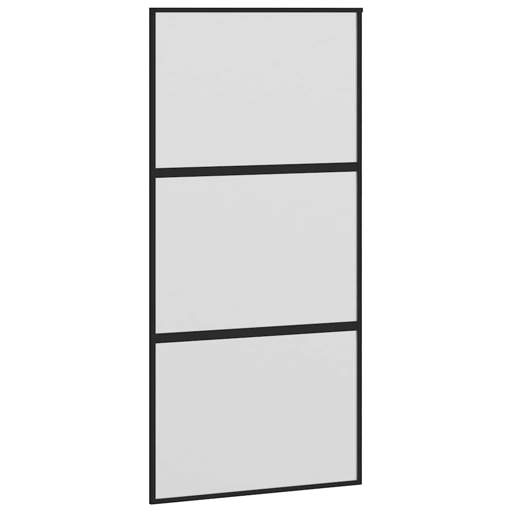Black aluminum and tempered glass sliding door 102.5x205 cm 