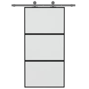 Puerta corredera vidrio templado y aluminio negra 102,5x205 cm v0341 - Vetonek