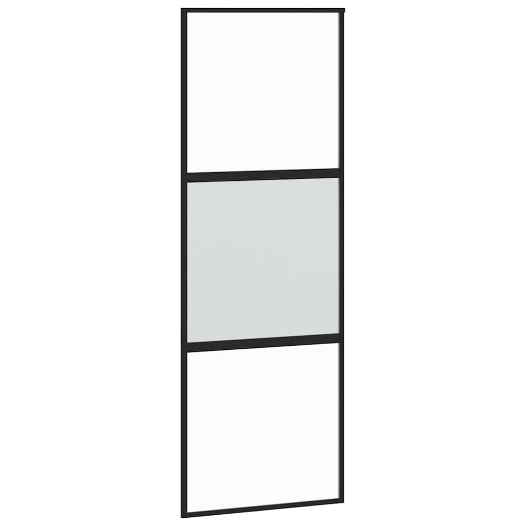 Sliding door tempered glass and black aluminum 76x205 cm 