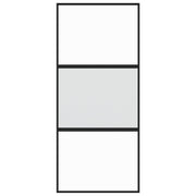 Puerta corredera vidrio templado y aluminio negra 90x205 cm v0365 - Vetonek