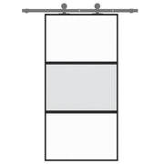 Puerta corredera vidrio templado y aluminio negra 102,5x205 cm v0372 - Vetonek