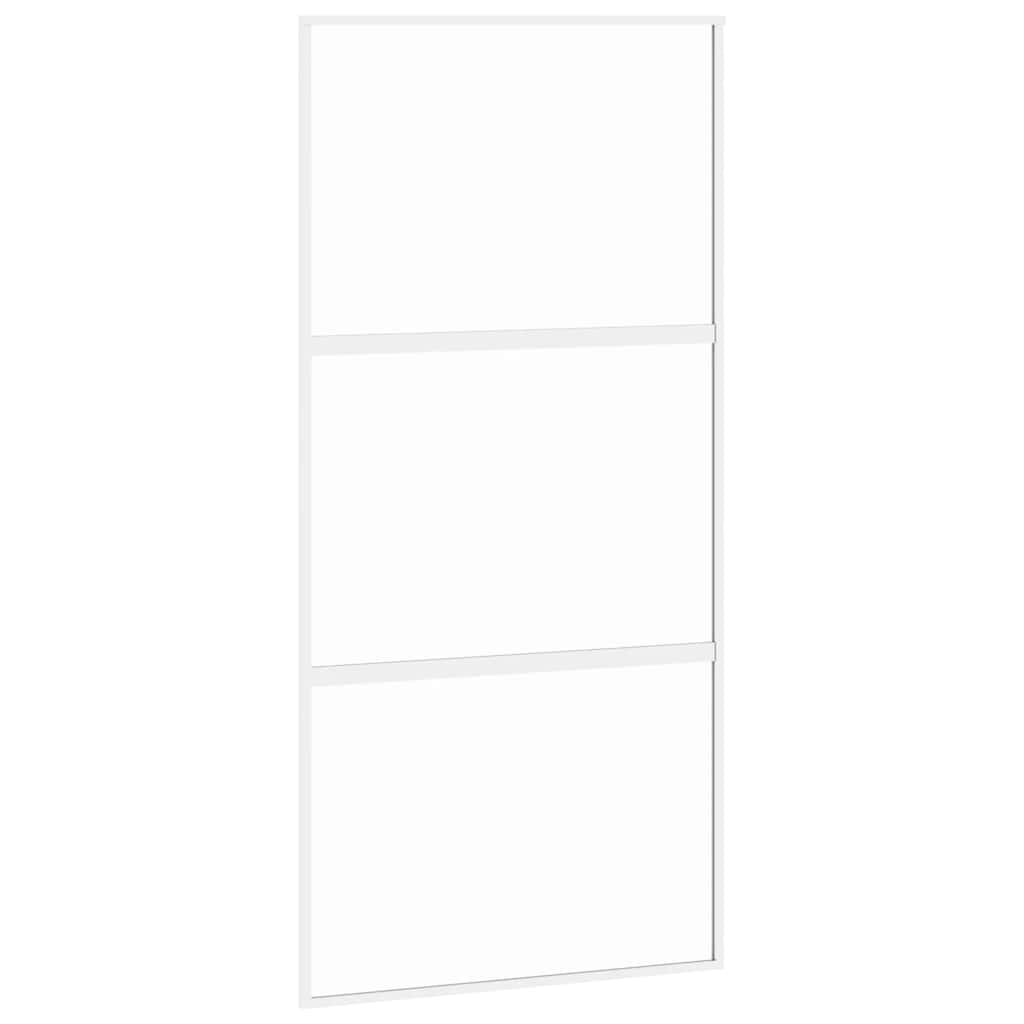 White tempered glass and aluminum sliding door 102.5x205 cm 
