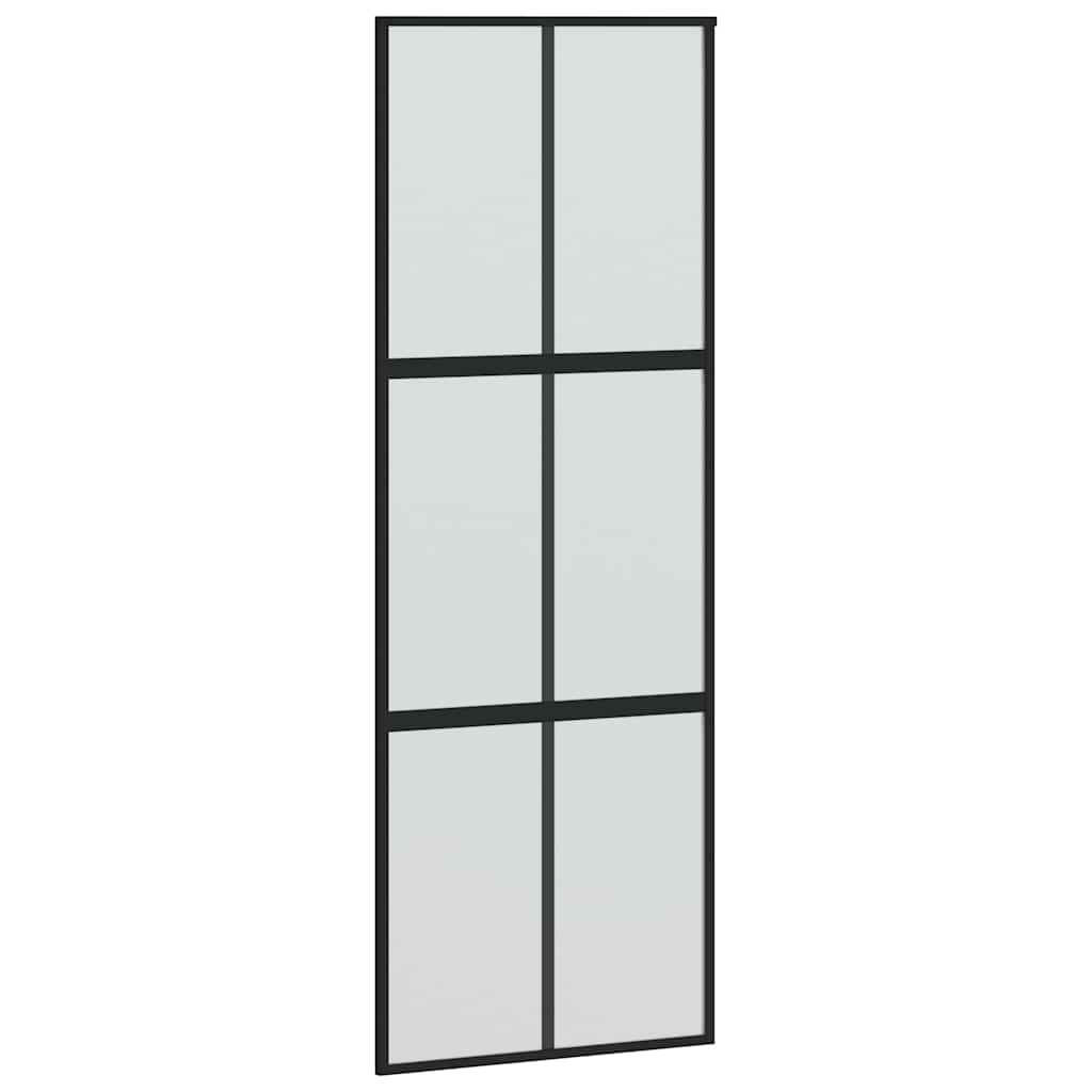 Sliding door with tempered glass and black aluminum 76x205 cm 