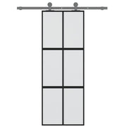 Puerta corredera vidrio templado y aluminio negra 76x205 cm v0419 - Vetonek