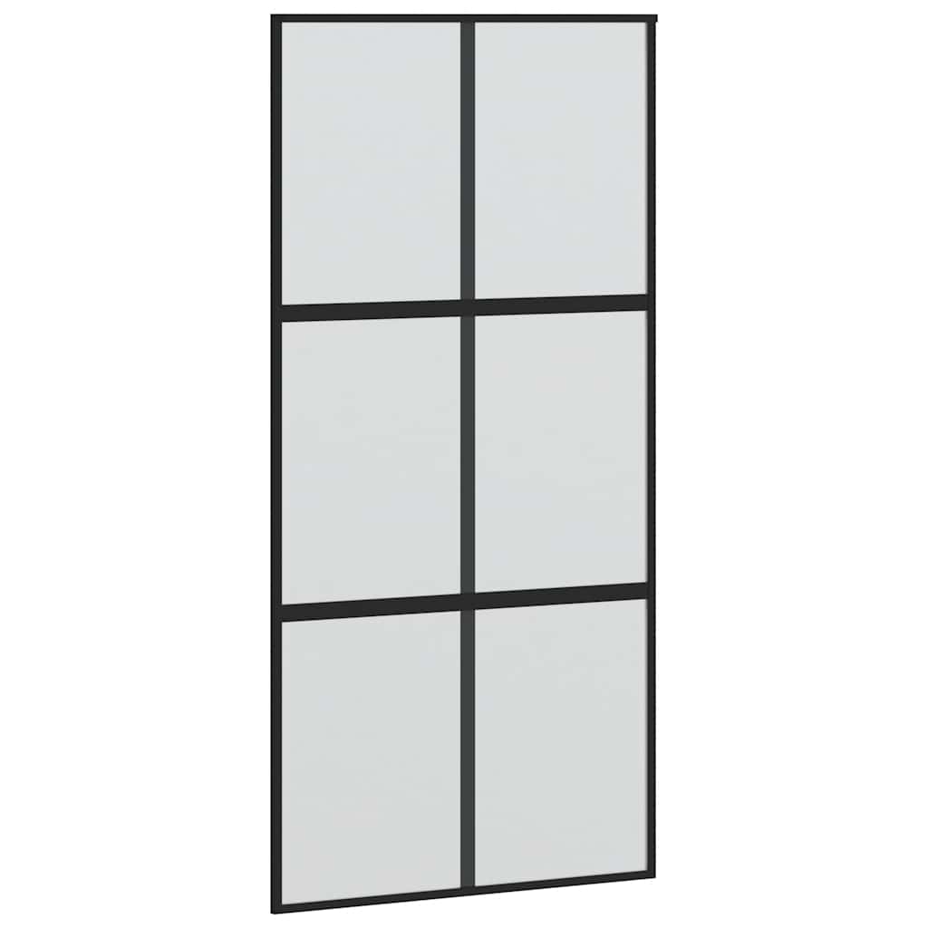 Sliding door tempered glass and black aluminum 102.5x205 cm 