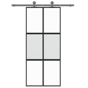 Puerta corredera vidrio templado y aluminio negra 90x205 cm v0457 - Vetonek