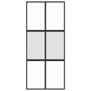 Puerta corredera vidrio templado y aluminio negra 90x205 cm v0457 - Vetonek