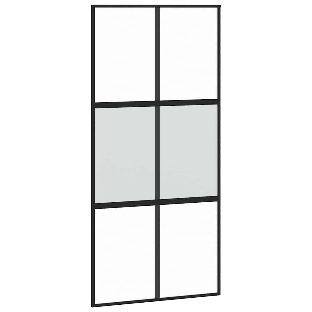 Sliding door made of tempered glass and black aluminum 102.5x205 cm 