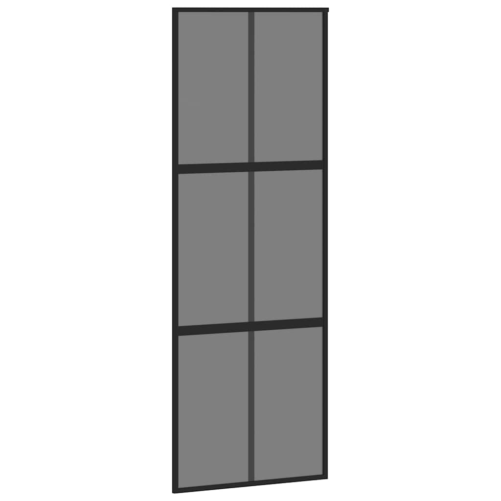 Black aluminum and tempered glass sliding door 76x205 cm 