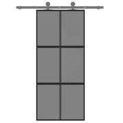 Puerta corredera vidrio templado y aluminio negra 90x205 cm v0488 - Vetonek