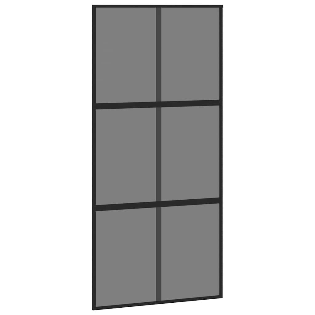 Sliding door, black tempered glass and aluminum, 102.5x205 cm 
