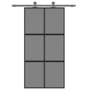 Puerta corredera vidrio templado y aluminio negra 102,5x205 cm - Vetonek