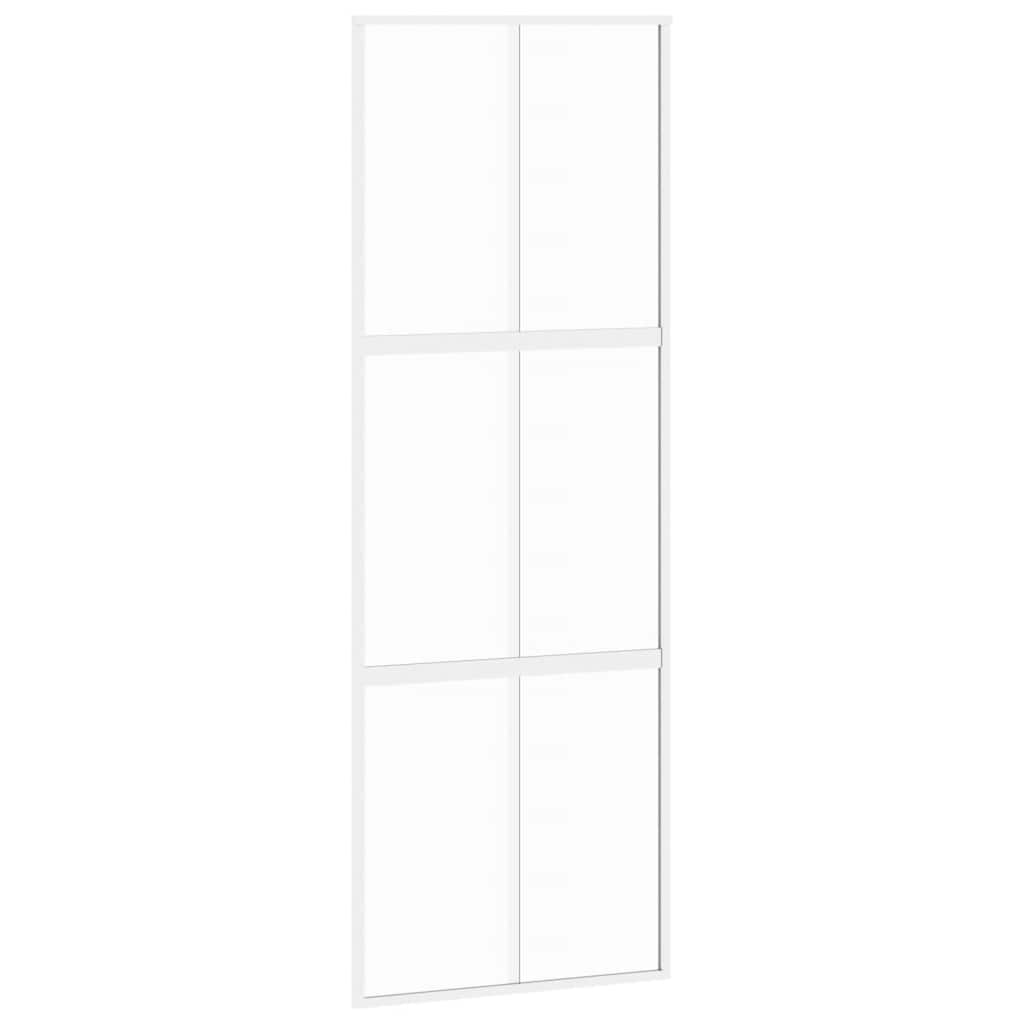 White tempered glass and aluminum sliding door 76x205 cm 