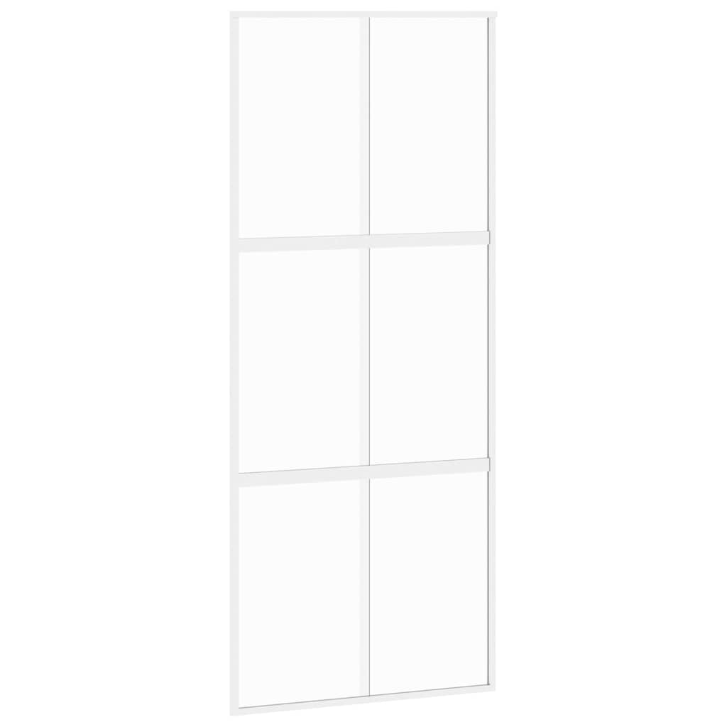 White aluminum and tempered glass sliding door 90x205 cm 