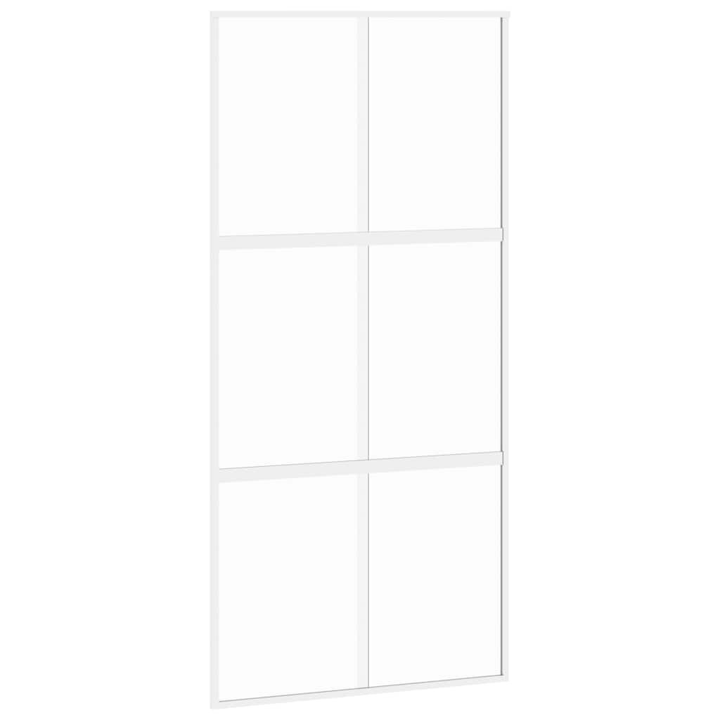 White tempered glass and aluminum sliding door 102.5x205 cm 