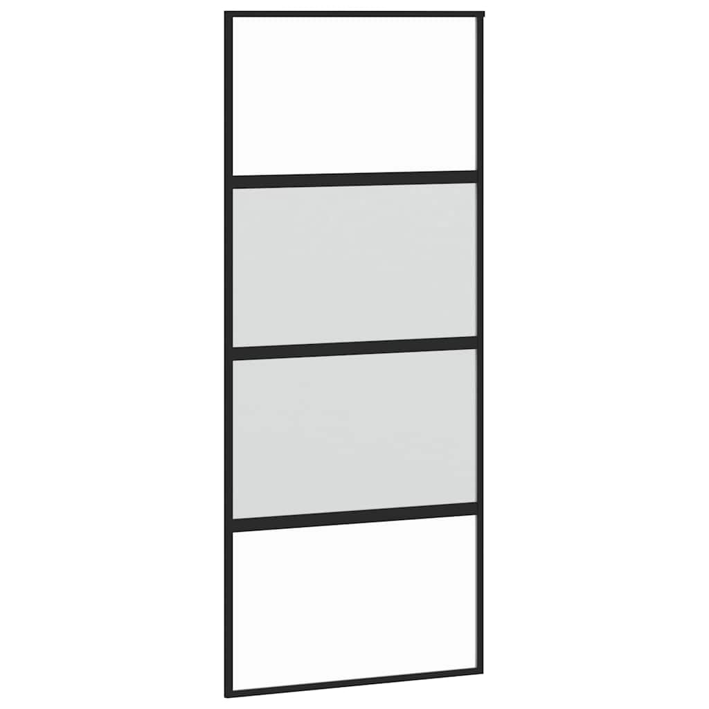 Black aluminum and tempered glass sliding door 90x205 cm 