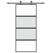 Puerta corredera vidrio templado y aluminio negra 90x205 cm v0549 - Vetonek