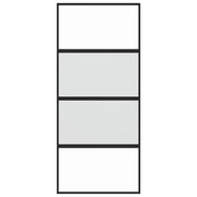 Puerta corredera vidrio templado y aluminio negra 90x205 cm v0549 - Vetonek