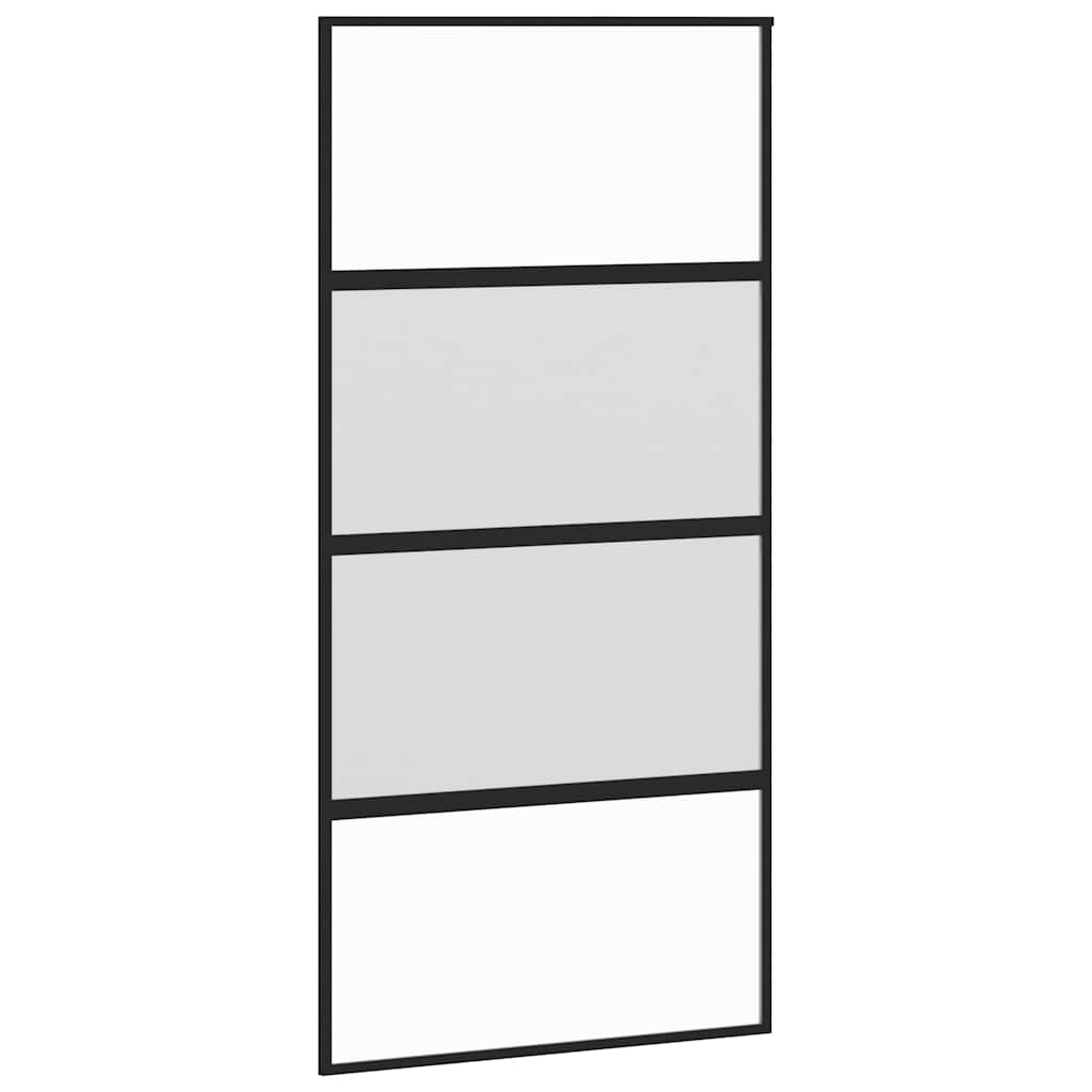 Sliding door, black tempered glass and aluminum, 102.5 x 205 cm 