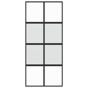 Puerta corredera vidrio templado y aluminio negra 90x205 cm v0570 - Vetonek