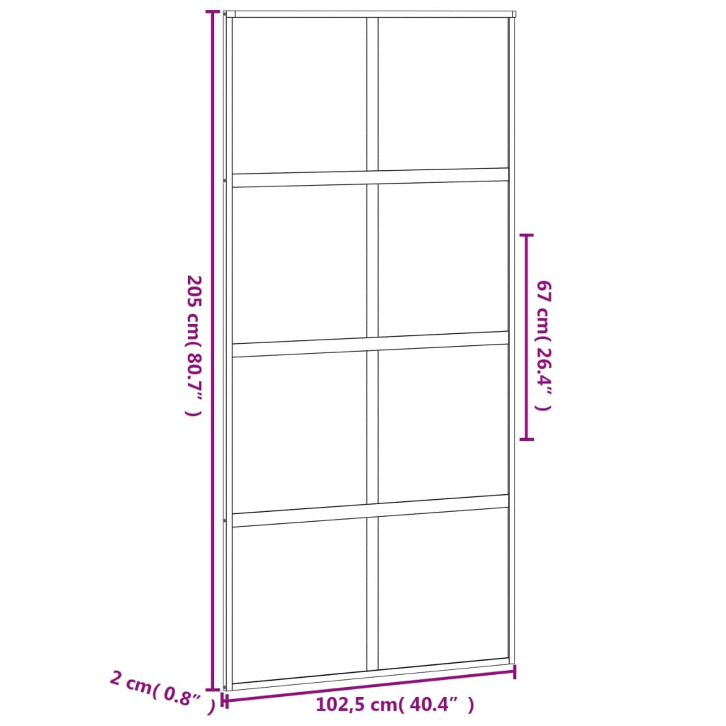 Puerta corredera vidrio templado y aluminio negra 102,5x205 cm - Vetonek