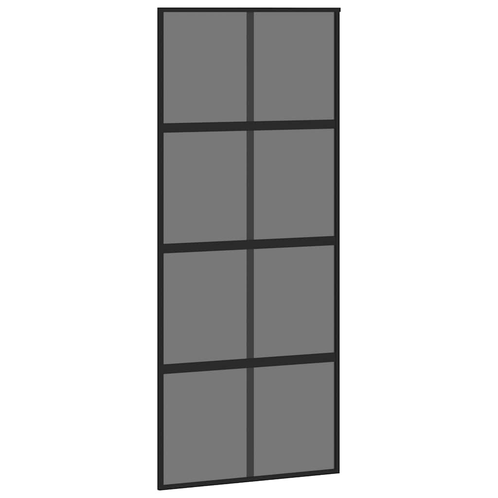Sliding door made of tempered glass and black aluminum 90x205 cm 