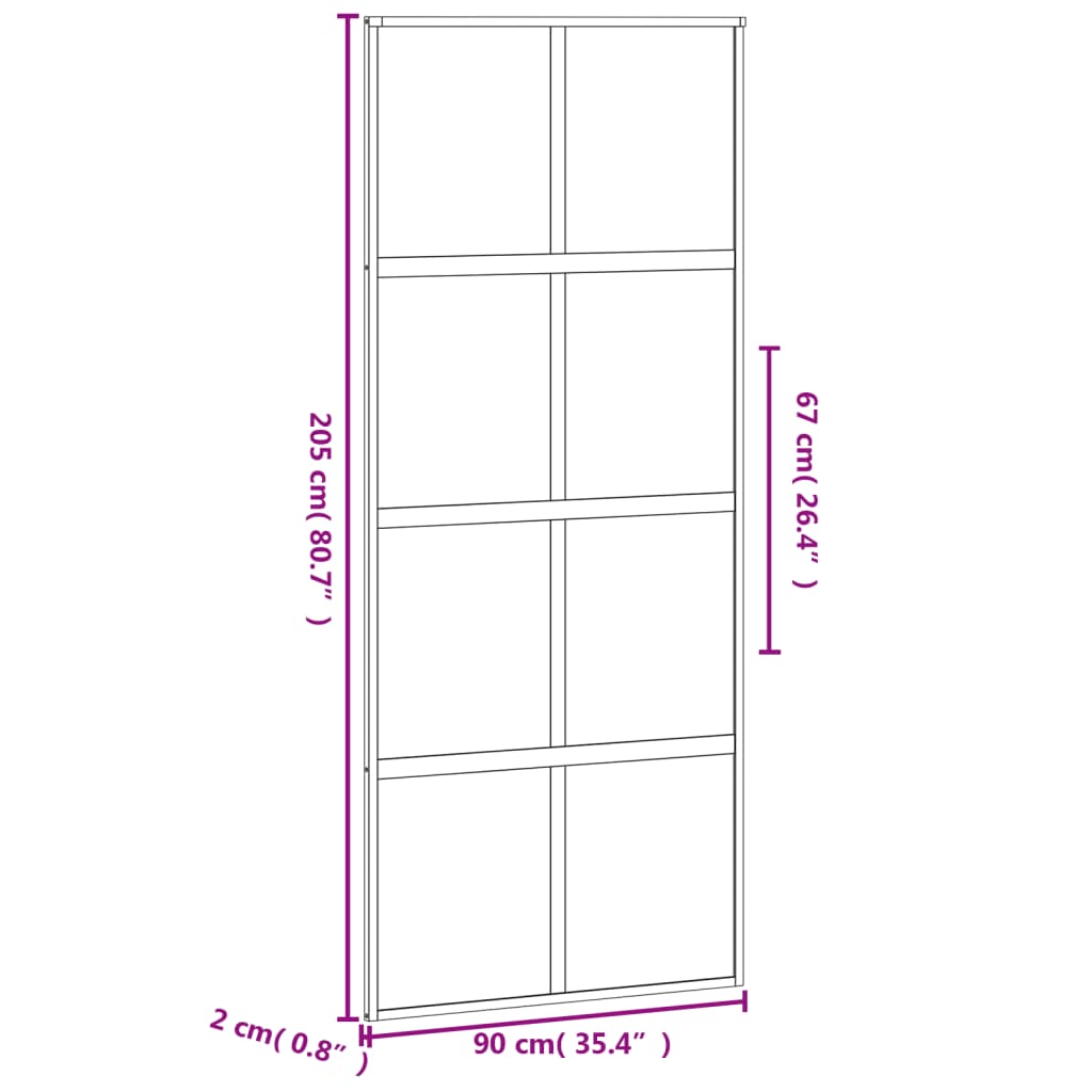 Puerta corredera vidrio templado y aluminio negra 90x205 cm - Vetonek