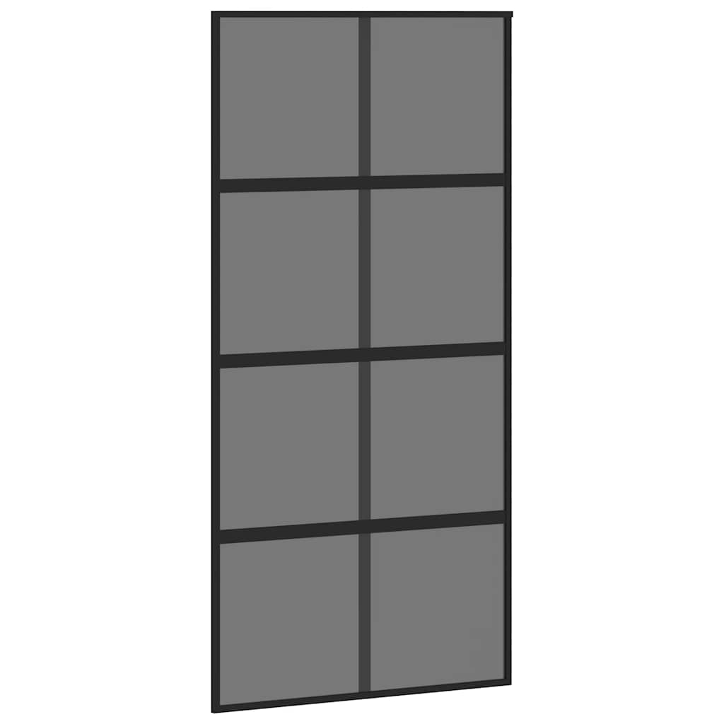 Black tempered glass and aluminum sliding door 102.5x205 cm 