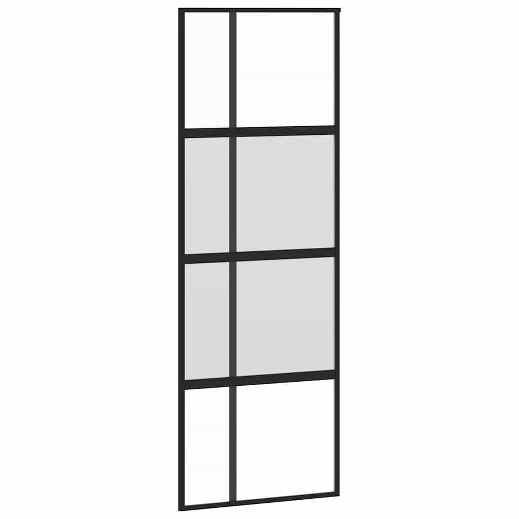 Sliding door tempered glass and black aluminum 76x205 cm 