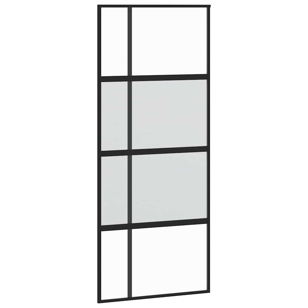 Sliding door with tempered glass and black aluminum 90x205 cm 