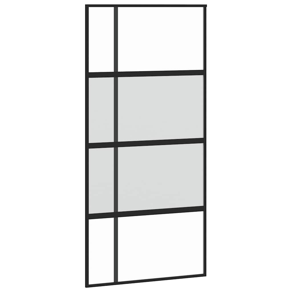 Tempered glass and black aluminum sliding door 102.5x205 cm 