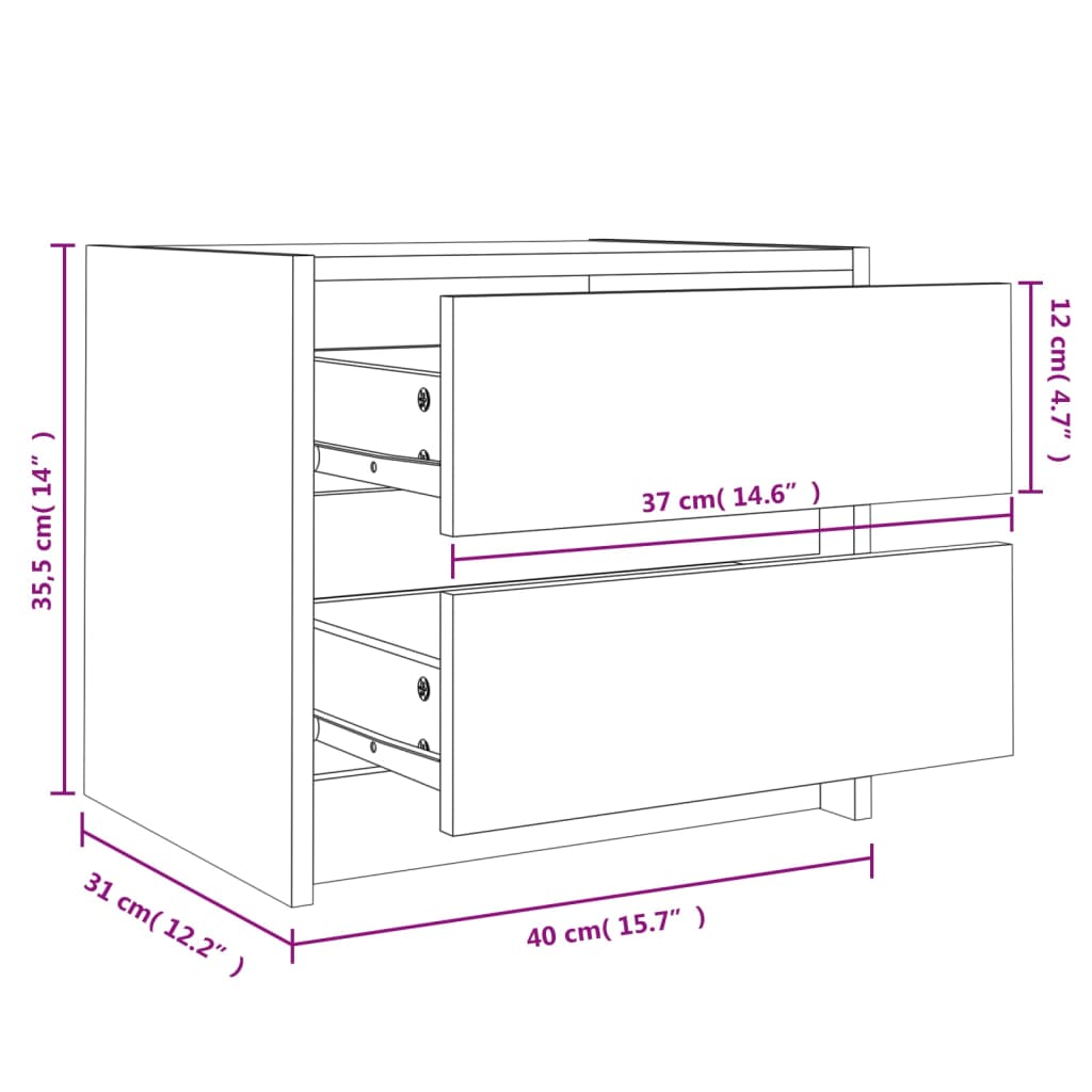 Mesita de noche madera maciza de pino 40x31x35,5 cm vidaXL