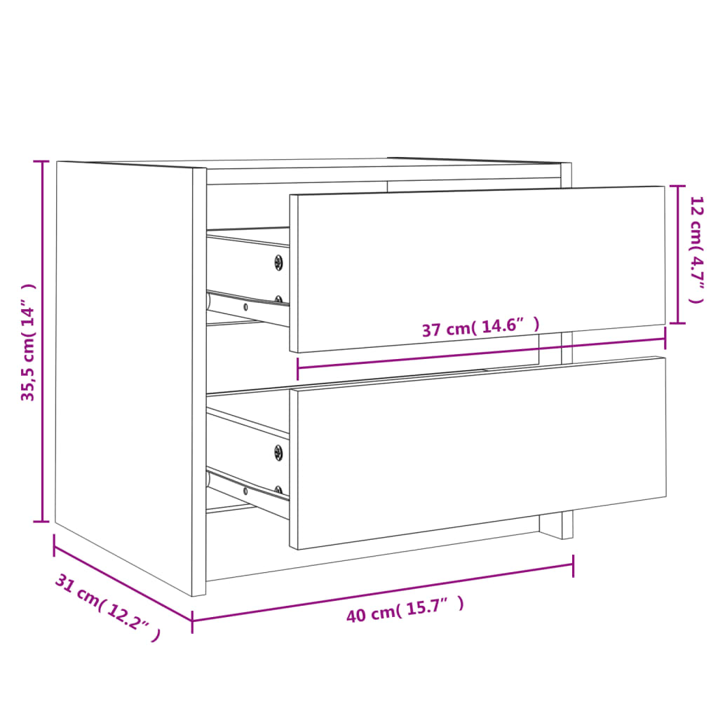 Mesita de noche madera maciza de pino blanco 40x31x35,5 cm vidaXL