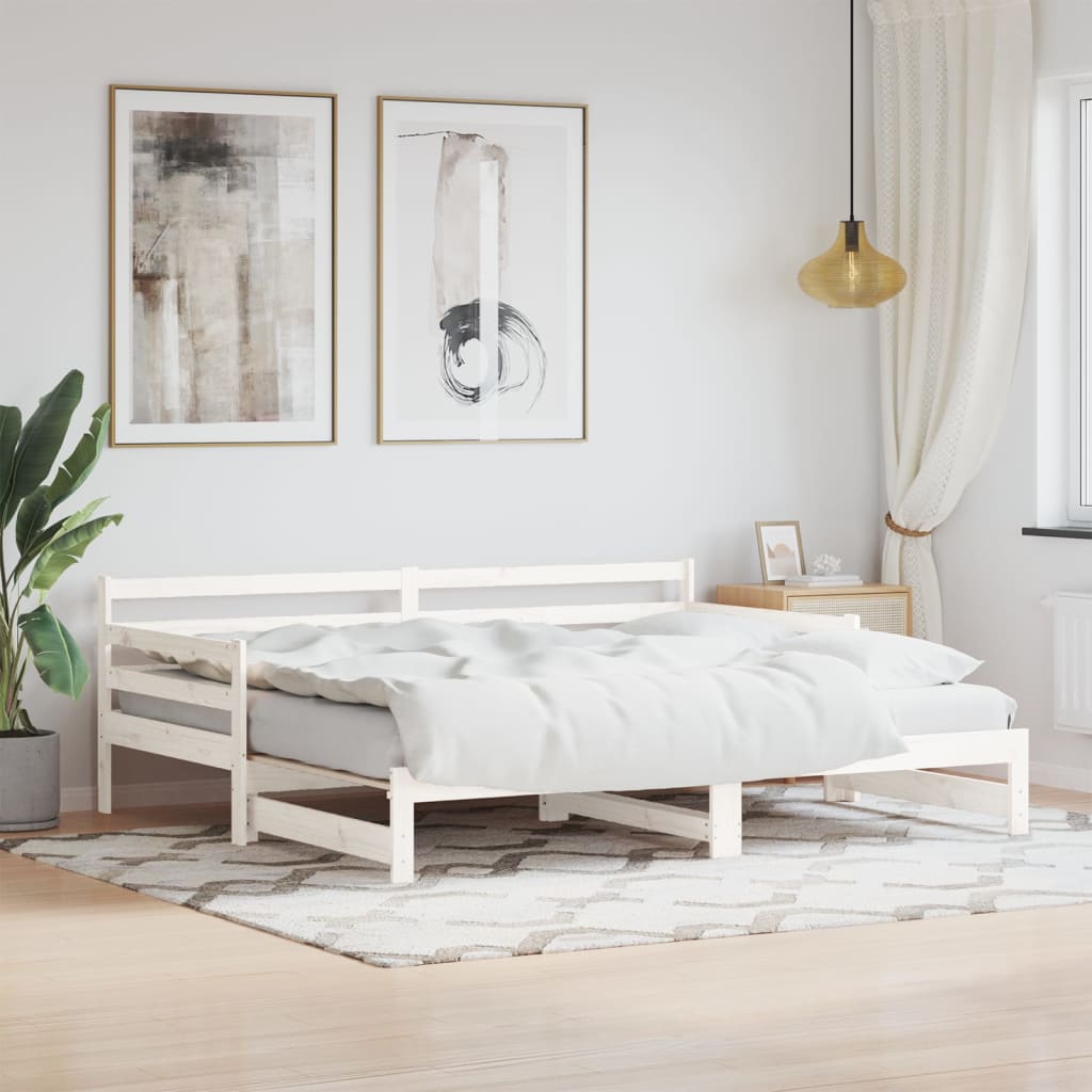 Vetonek Sofá cama nido madera maciza de pino blanco 90x200 cm