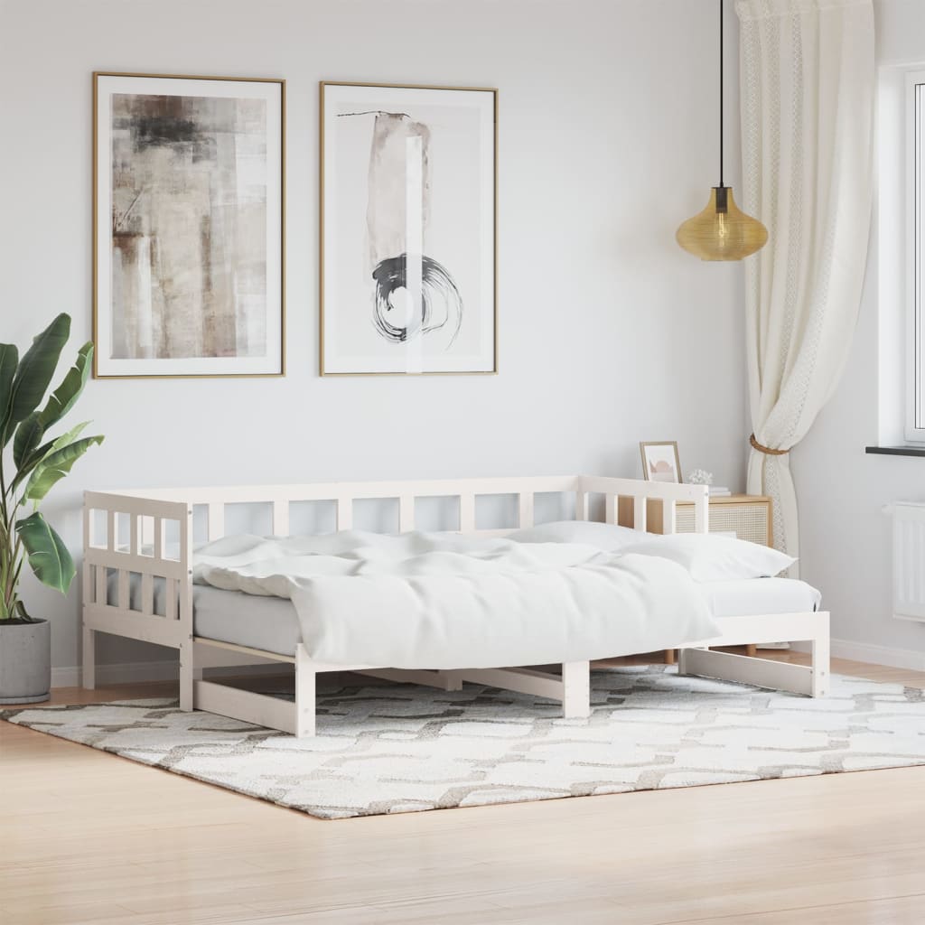 Vetonek Sofá cama nido sin colchón madera maciza blanco 90x190 cm