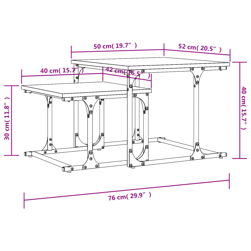 Tavolo centrale impilabile 2 pezzi Black Engineering Wood