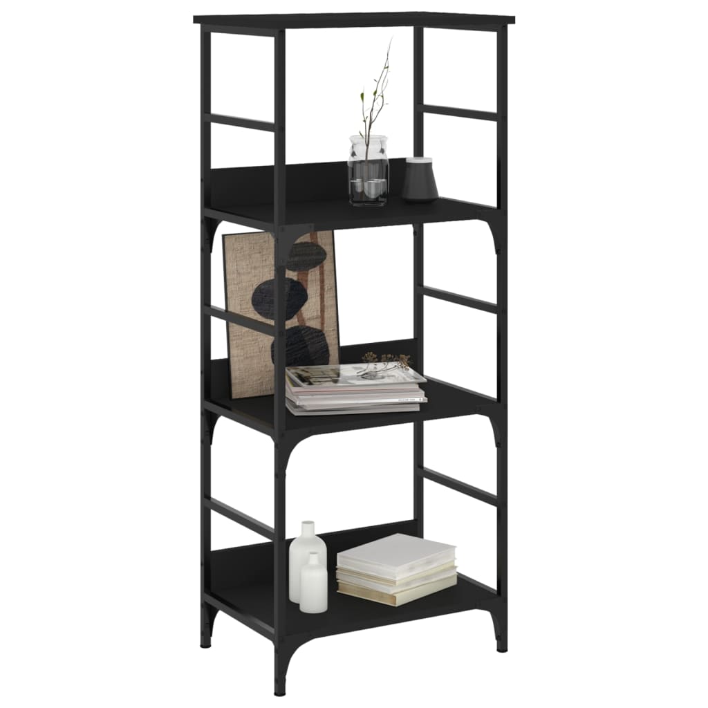 Black engineering wood shelf 50x33x117.5 cm