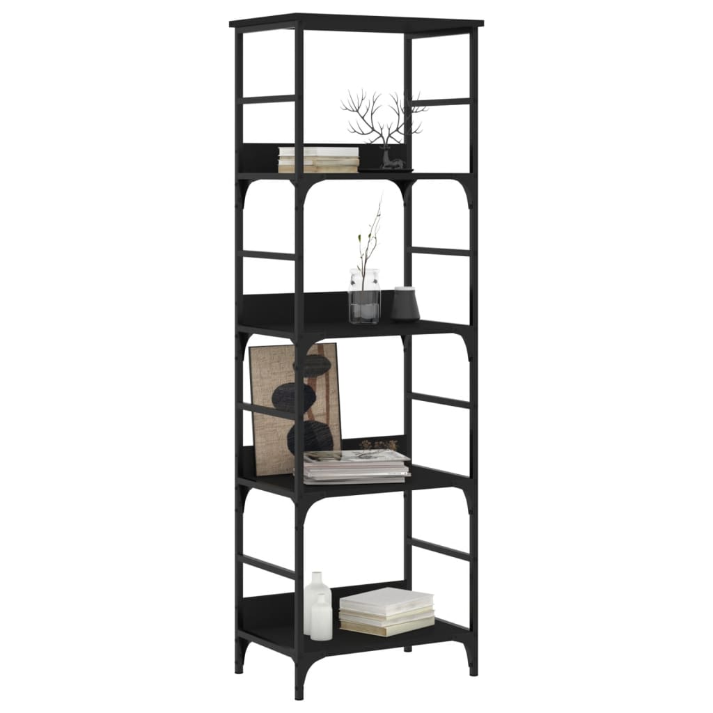 Black engineering wood shelf 50x33x153 cm