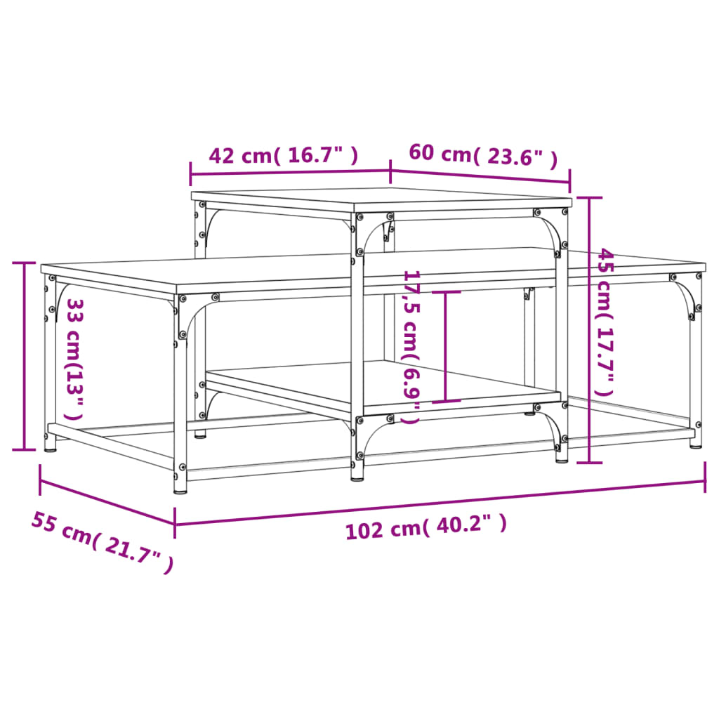 Centre de fusta d’enginyeria negra 102x60x45 cm