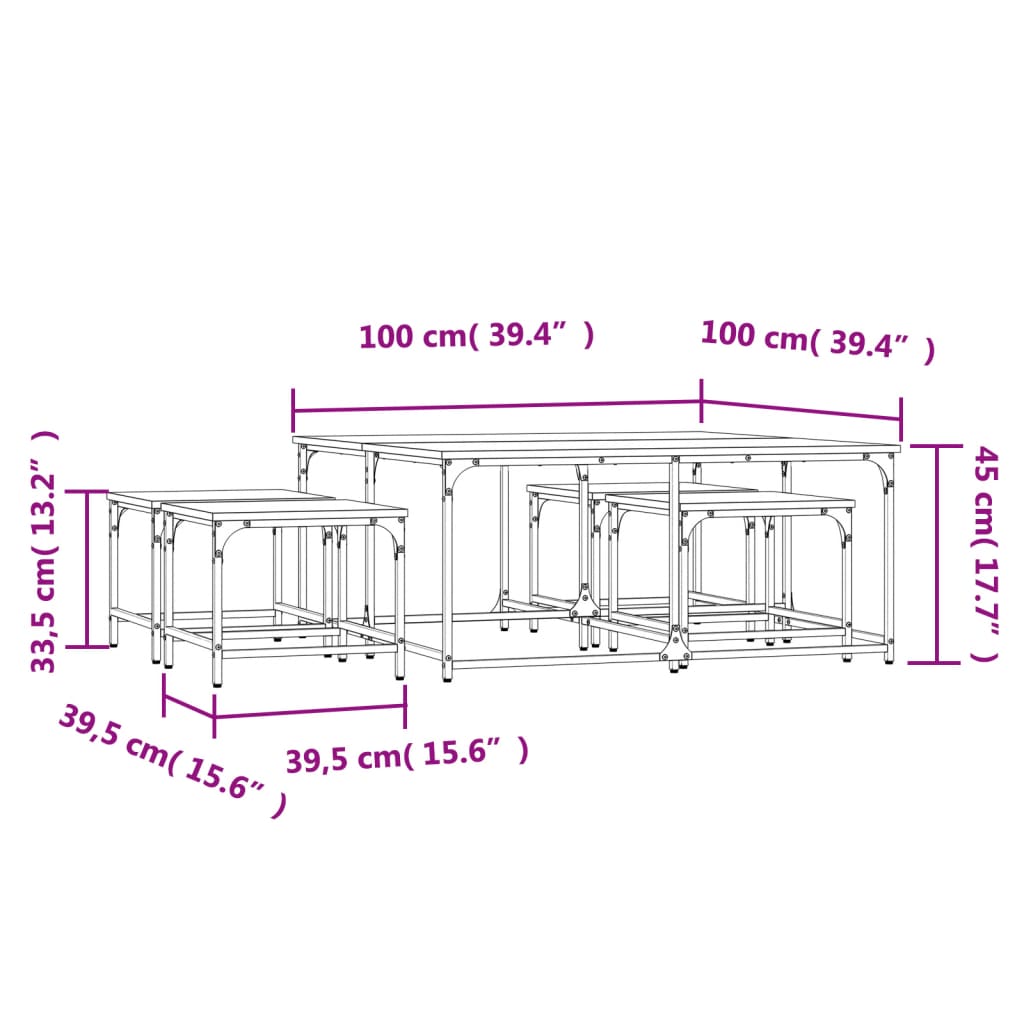 Mesas centrais empilháveis ​​5 PCs sintetizou Wood Nexus Oak Sound