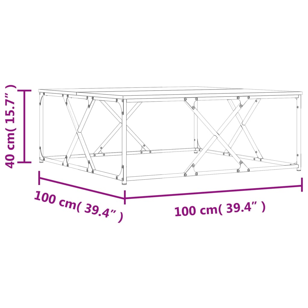 Brown Engineering Wood Center Table 100x100x40 cm