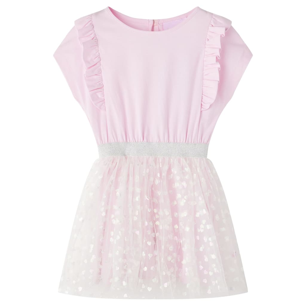 Vestido infantil volantes rosa claro 116